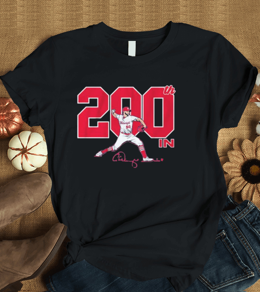 St. Louis Cardinals Adam Wainwright 200th Win Signature T-Shirt