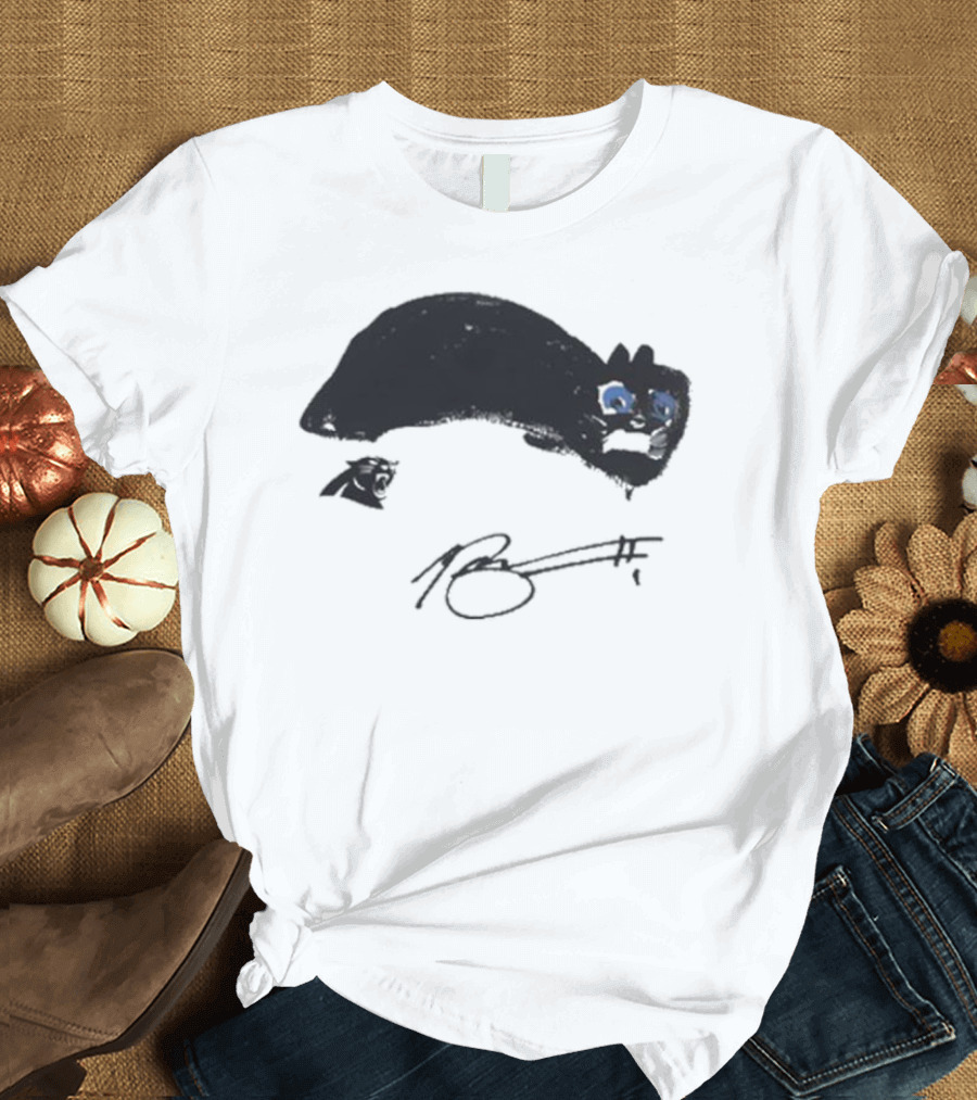 Bryce Young and Carolina Panthers Panther with Terrified House Cat T-Shirt