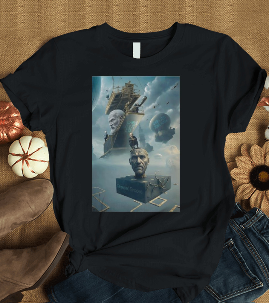 Perpetual Groove Charleston Surreal Floating Structures and Elderly Faces T-Shirt