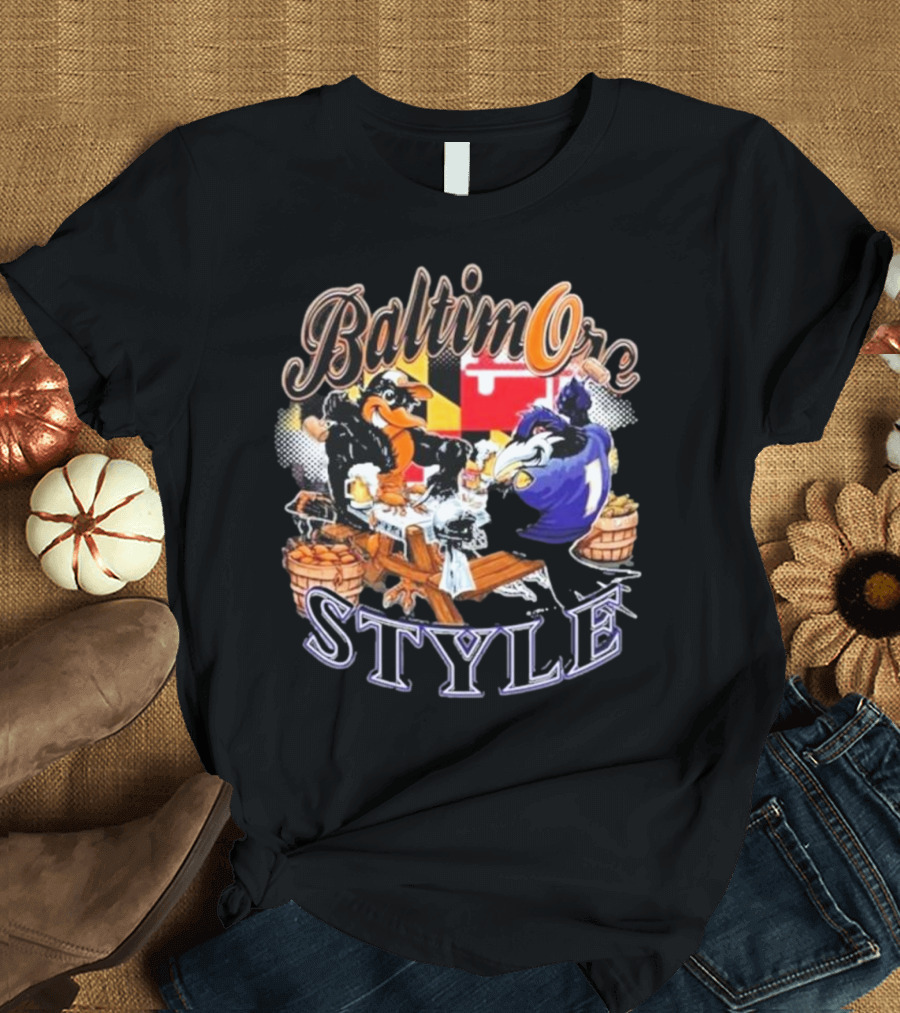 Baltimore Style Ravens Crab Feast Maryland Flag Ravens Football T-Shirt