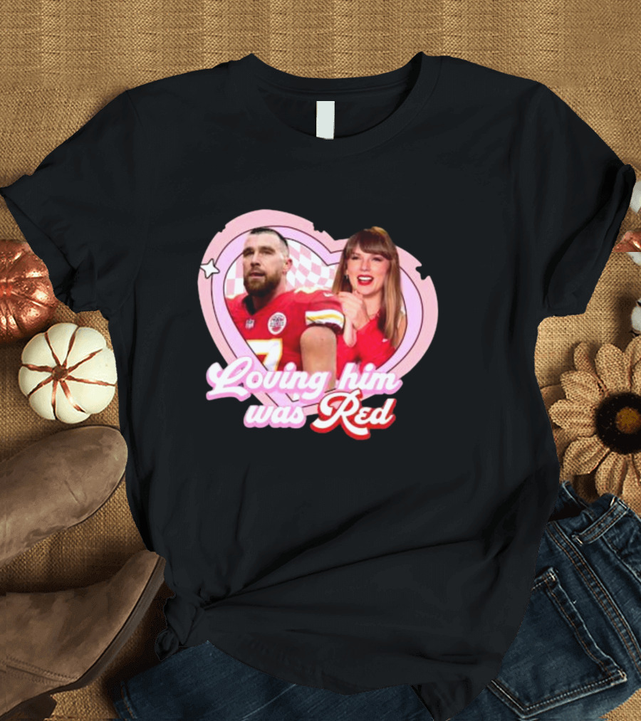 Loving Him Was Red Chiefs Football Heart Icons T-Shirt