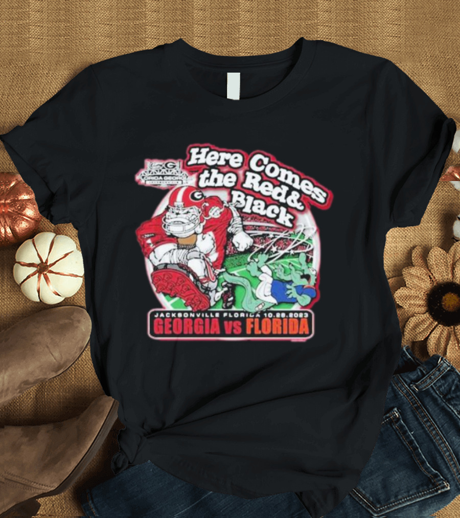 Here Comes the Red and Black Georgia vs Florida Jacksonville 10.28.2023 T-Shirt