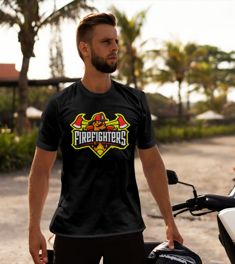 Firefighters Baseball Logo With Axes And Helmet T-Shirt
