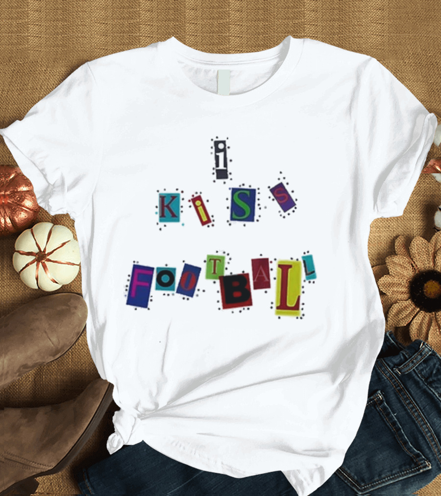 Nooruddean I Kiss Football Soccer Love Passion Bold Colorful Textured T-Shirt