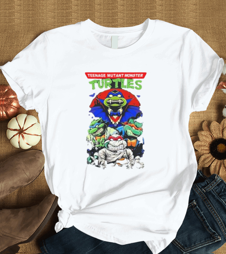 Teenage Mutant Monster Turtles Vampire Mummy Frankenstein Werewolf Mashup T-Shirt