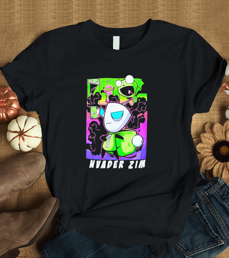 Invader Zim GIR Unzipped Neon Colors Cartoon T-Shirt