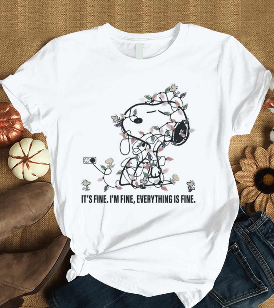 It's Fine I'm Fine Everything Is Fine Snoopy Christmas Lights T-Shirt