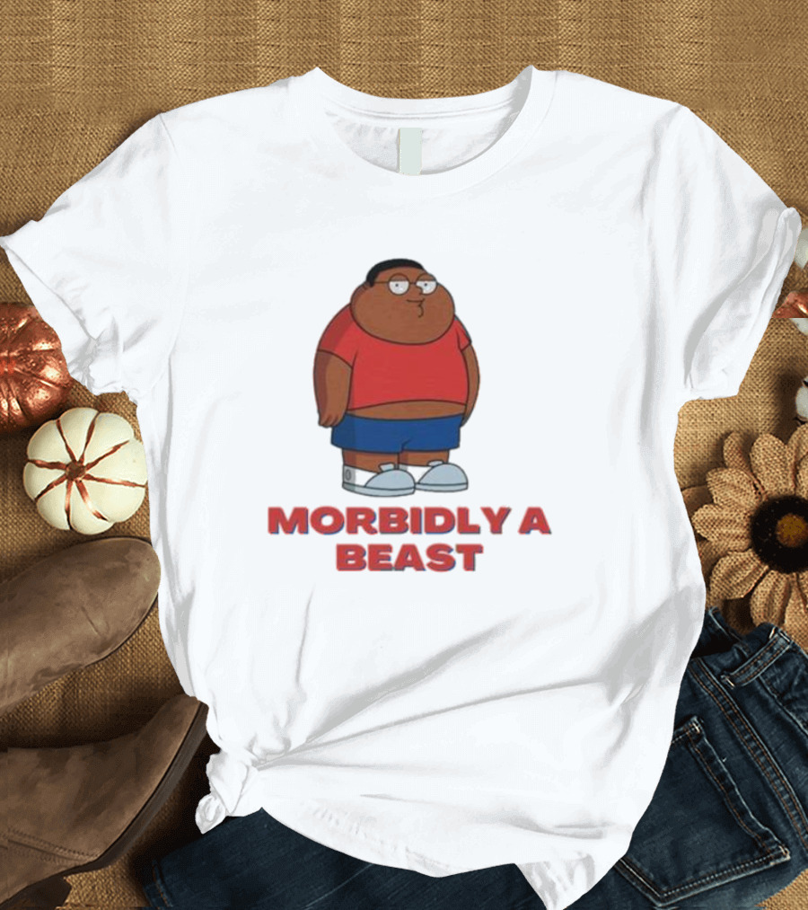 Morbidly a Beast Cartoon Character in Red and Blue T-Shirt