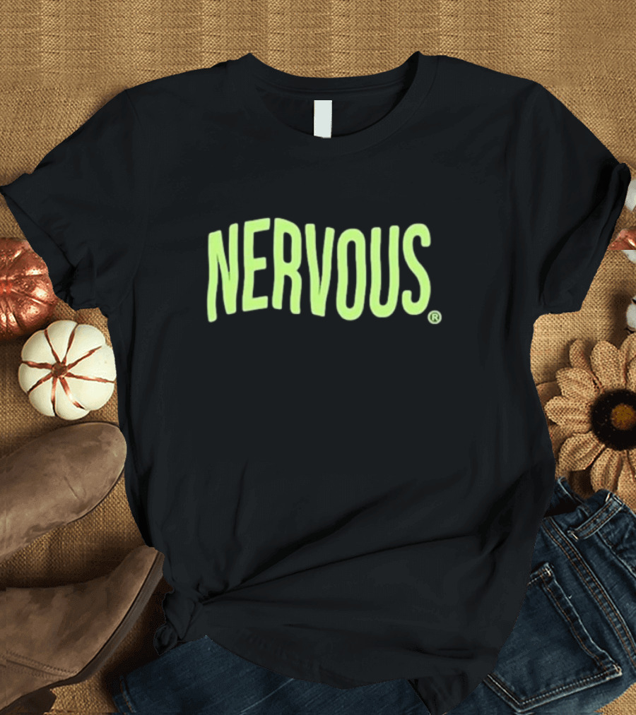 Pandershirts Nervous Neon Green Wave Text T-Shirt