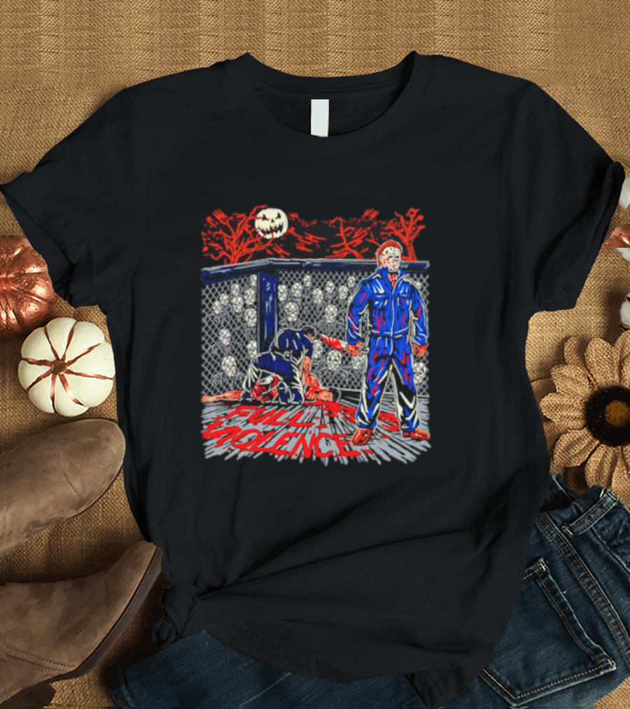 Michael Myers Full Moon Cage Violence Blood Halloween T-Shirt