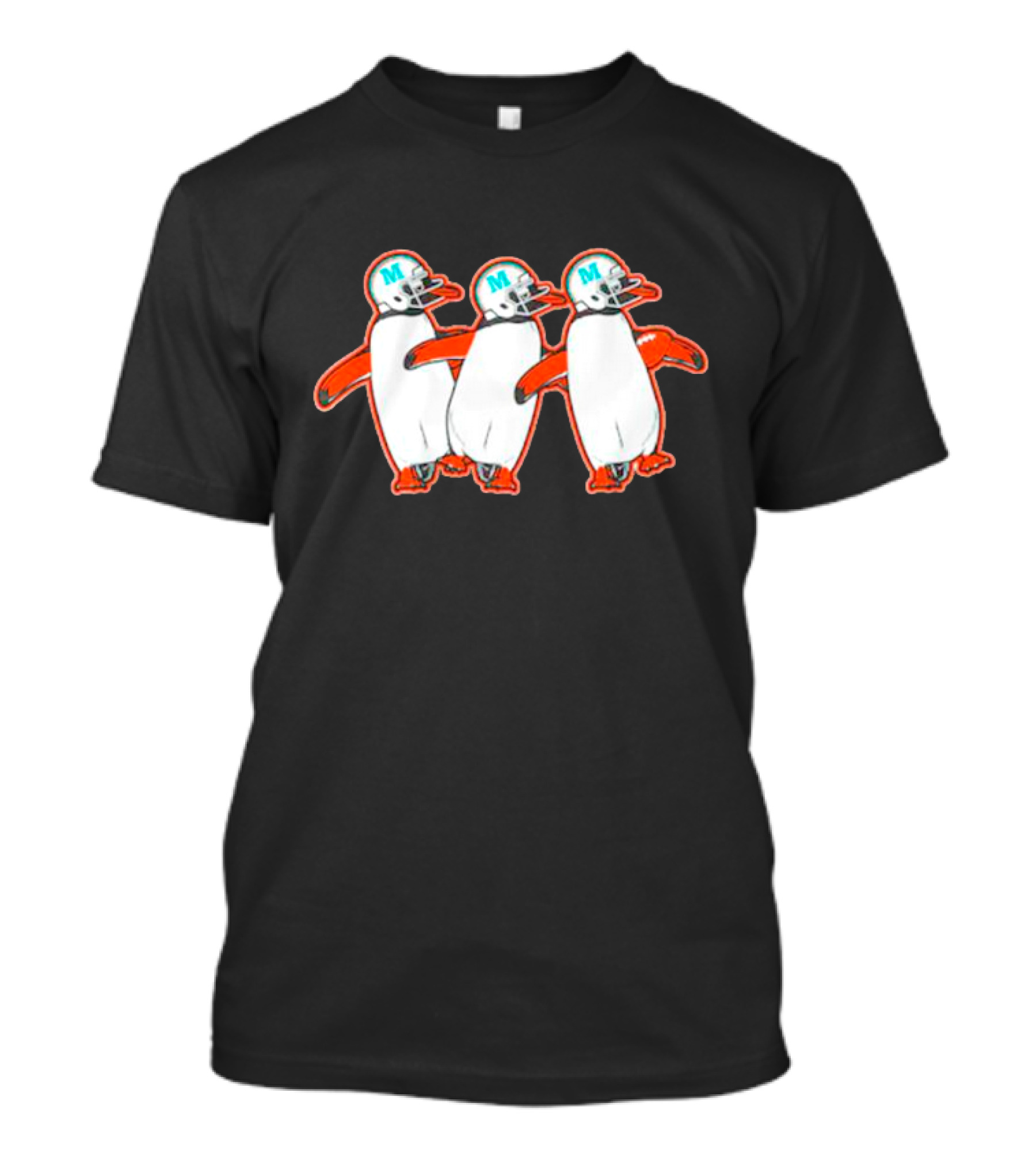 Miami Hurricanes Penguins Marching With Helmets T-Shirt