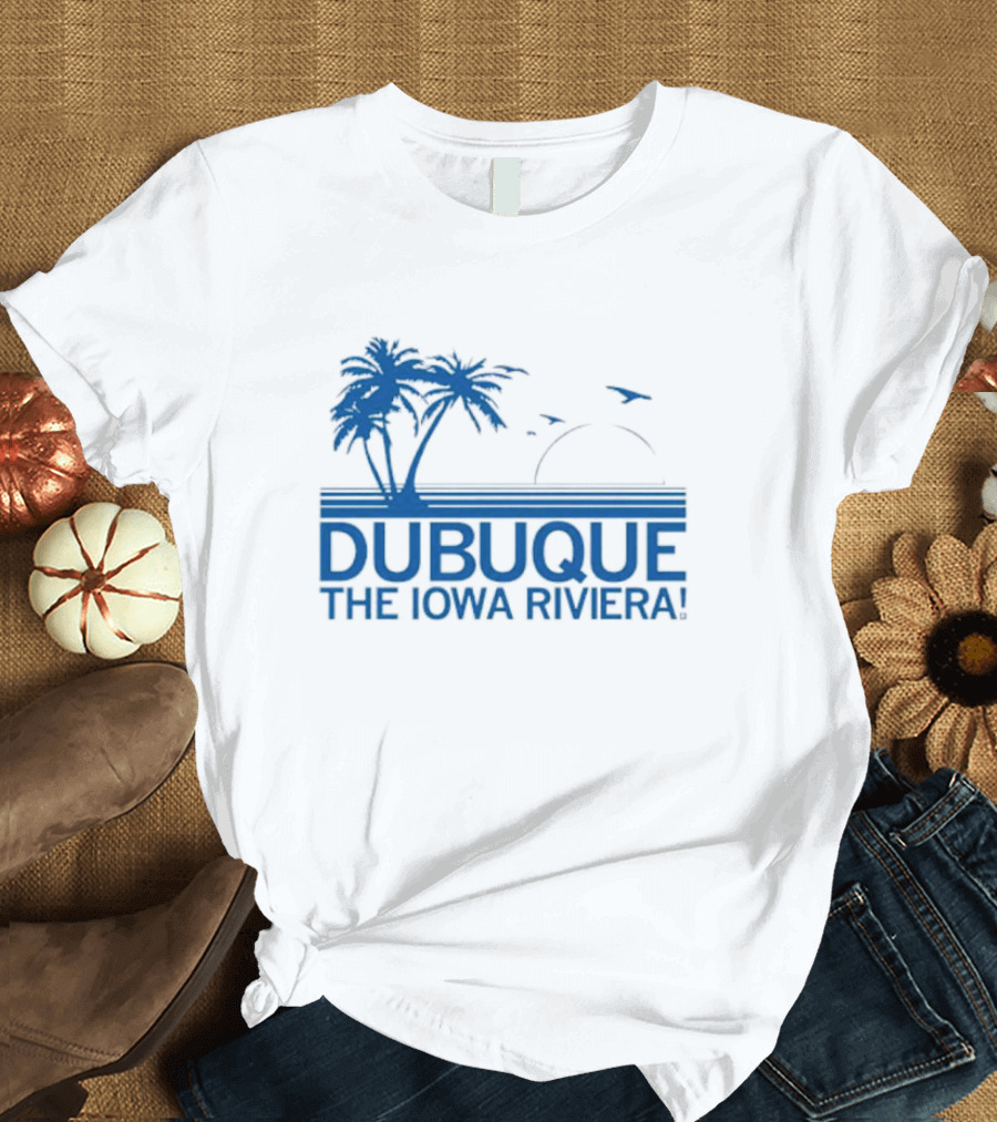 Dubuque The Iowa Riviera Palm Trees Ocean Sunset T-Shirt