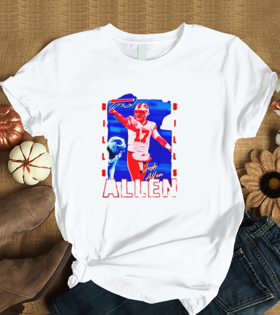 Josh Allen Buffalo Bills NFL Quarterback Iconic Play Action Image T-Shirt