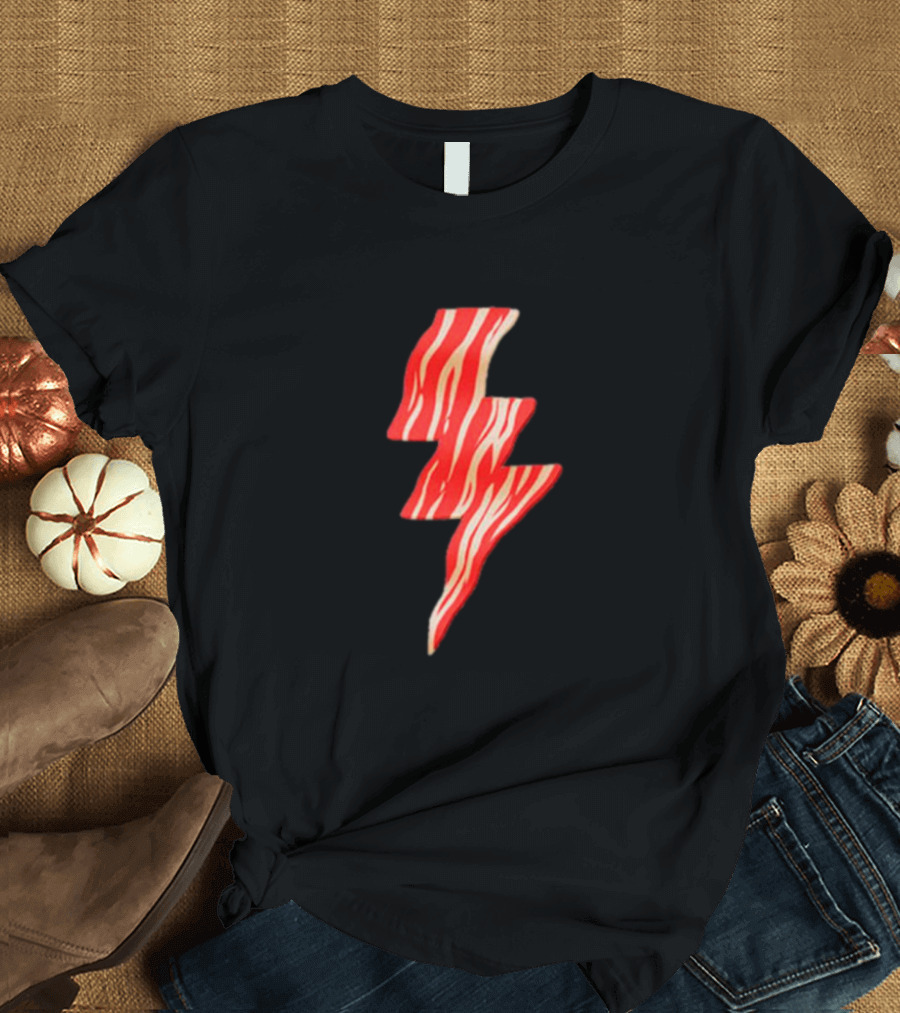 Last Man on Earth Bacon Lightning Bolt Striped 로고 T-Shirt