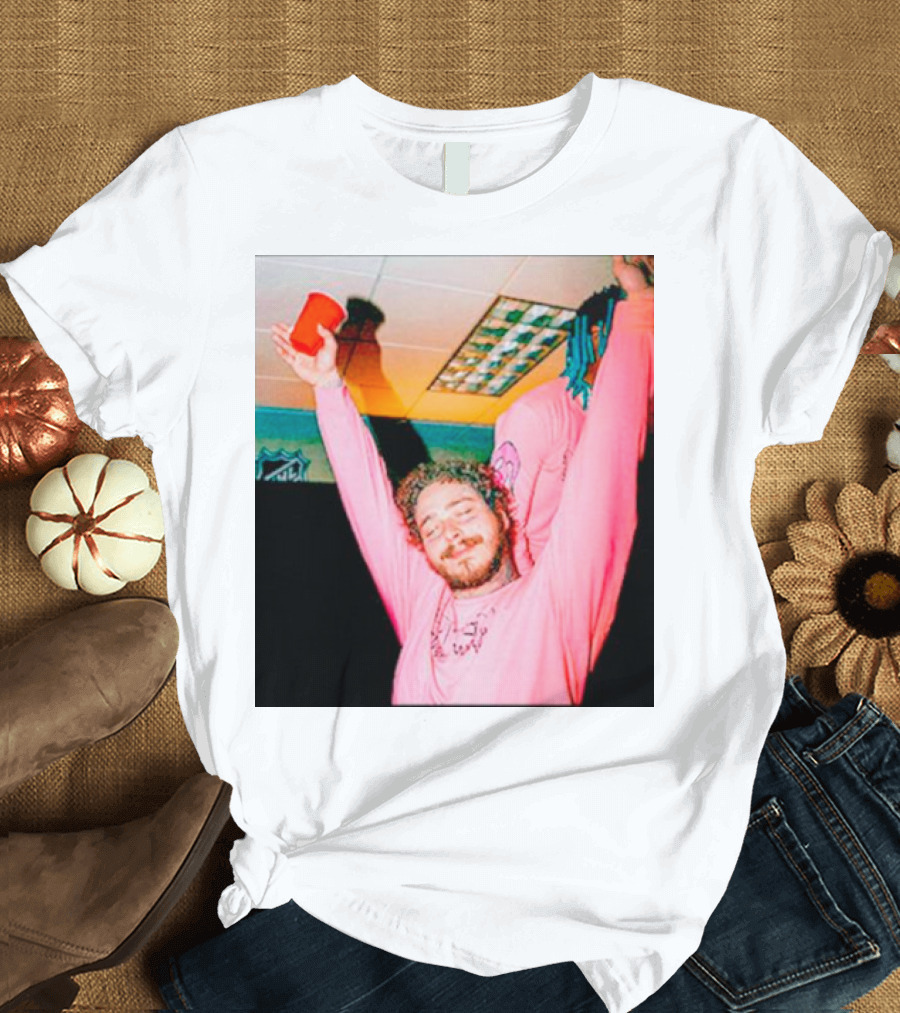 Malone Pink Shirt Red Cup Hands Up T-Shirt