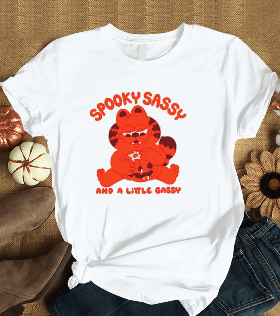 Spooky Sassy and a Little Gassy Halloween Cat Eating Candy T-Shirt