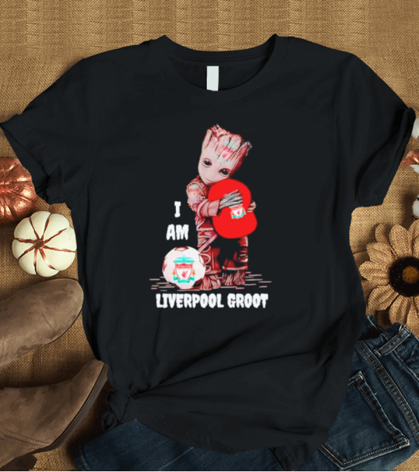 T-Shirt: Groot I Am Liverpool FC Soccer Ball Hugging Tree Creature T-Shirt Groot I Am Liverpool FC Soccer Ball Hugging Tree Creature T-Shirt