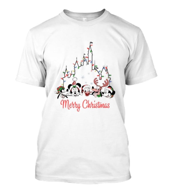Merry Christmas Disney Castle With Disney Friends T-Shirt