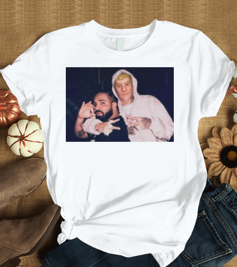 Drake x Jonesy Friends Collaboration Image with Rapper and Fortnite Character T-Shirt