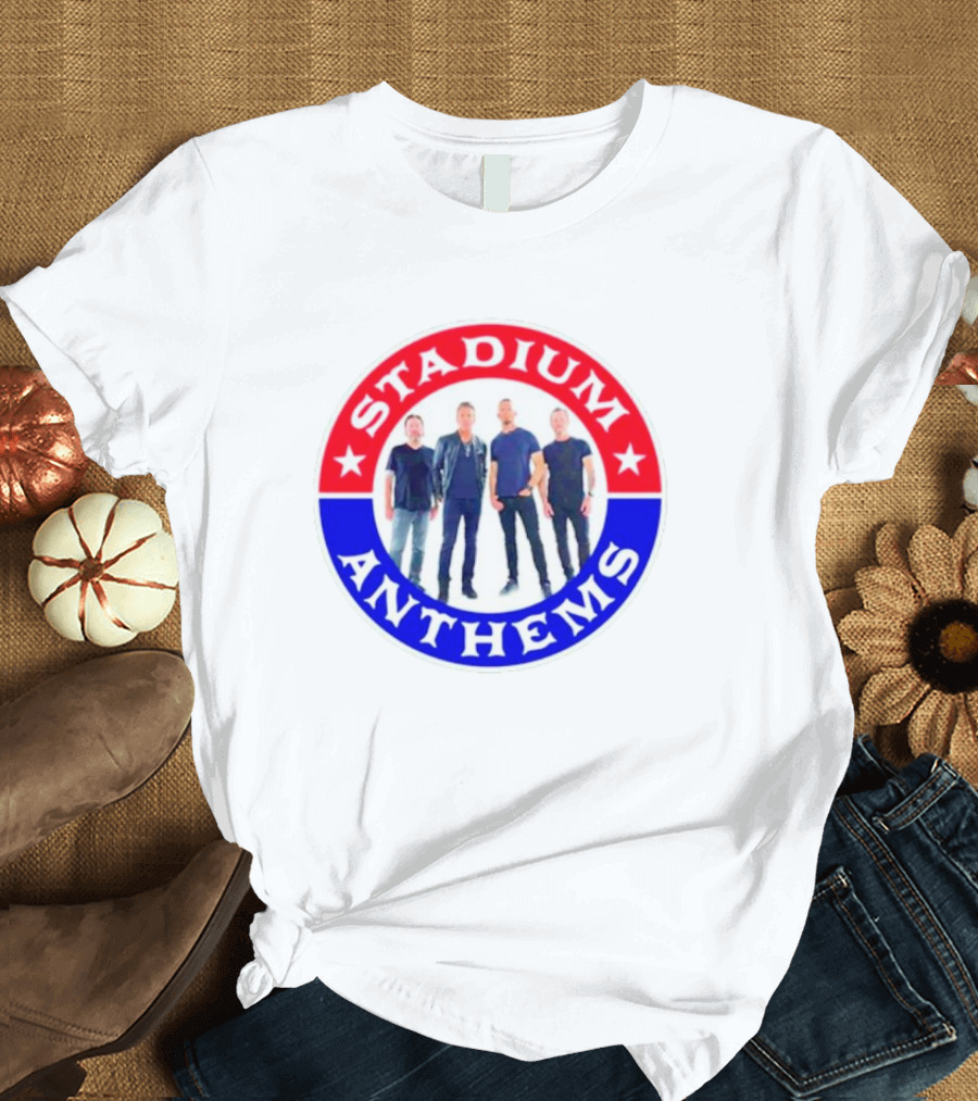 Stadium Anthems Rock Band Circle Logo with Stars and Group Image T-Shirt