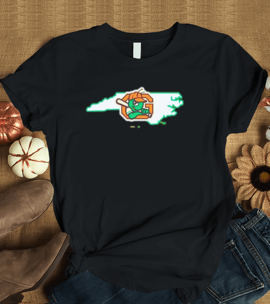 Greensboro Grasshoppers 2024 North Carolina Vantage Stat Logo Baseball T-Shirt