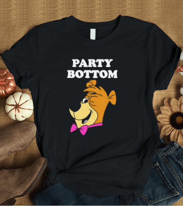 T-Shirt: Yogi Bear Party Bottom Fun Cartoon Character with Pink Bow Tie T-Shirt Yogi Bear Party Bottom Fun Cartoon Character with Pink Bow Tie T-Shirt