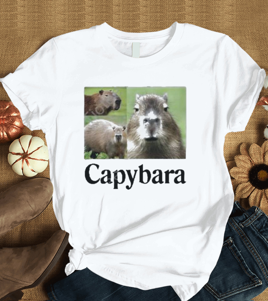 At The Moment Shop Capybara Trio Close-Up T-Shirt