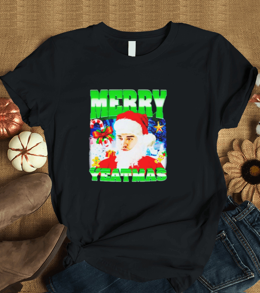 Rapper Yeat Santa Merry Yeatmas Funny Christmas Holiday T-Shirt
