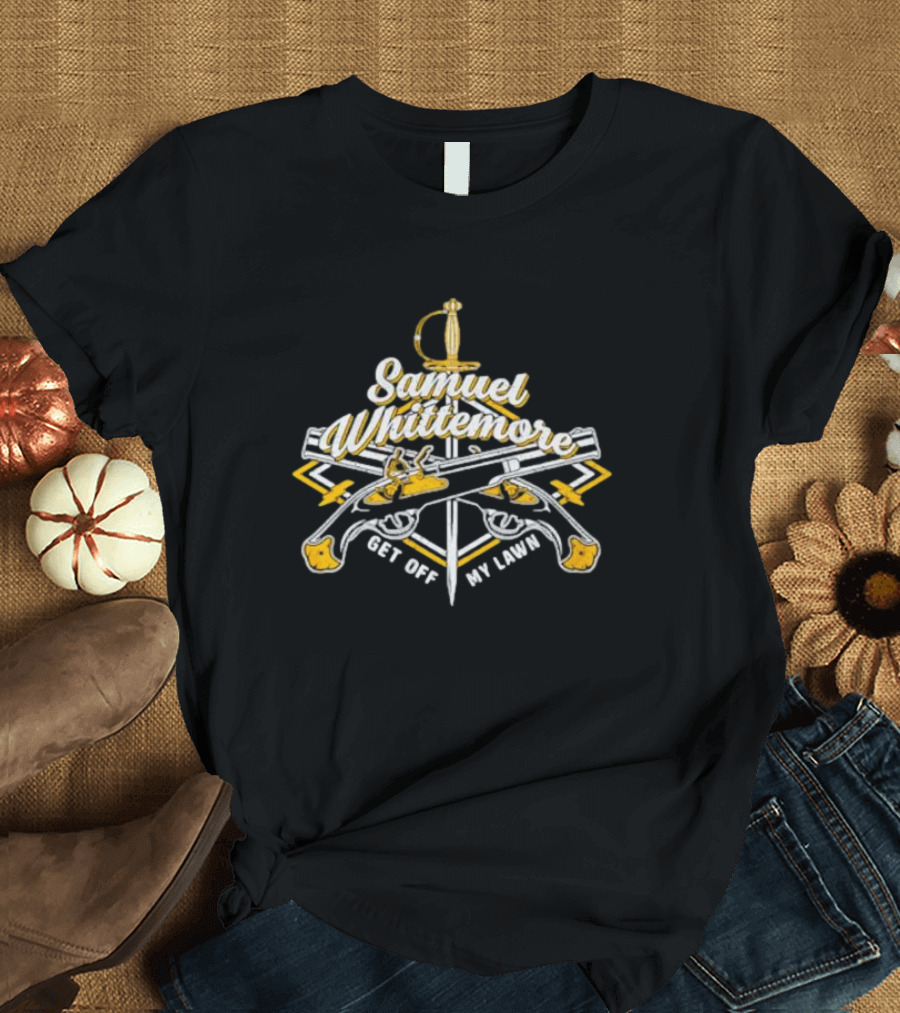 Samuel Whittemore Get Off My Lawn Emblem with Swords and Muskets T-Shirt