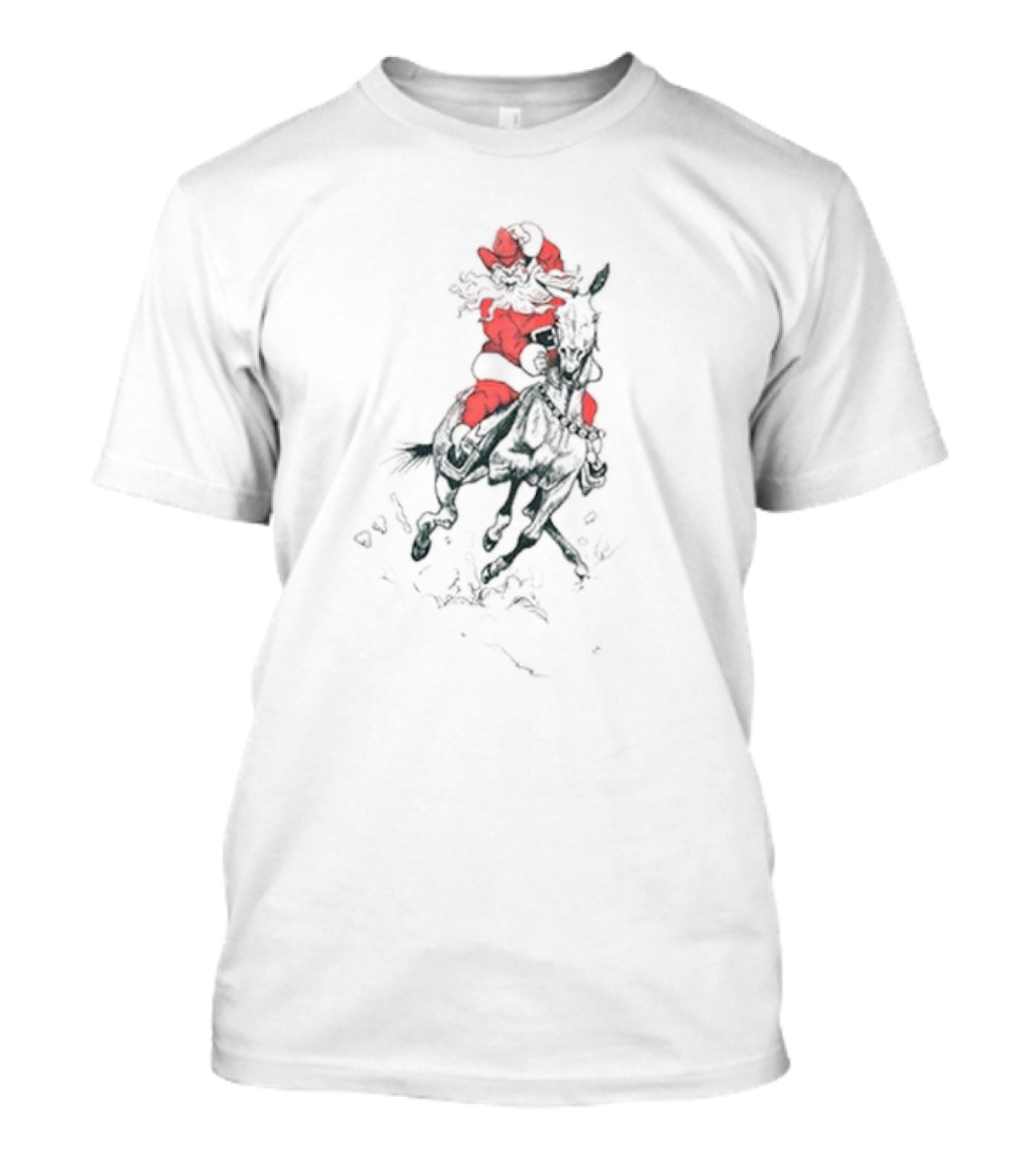 Santa Claus Riding Mule In Festive Red Suit T-Shirt