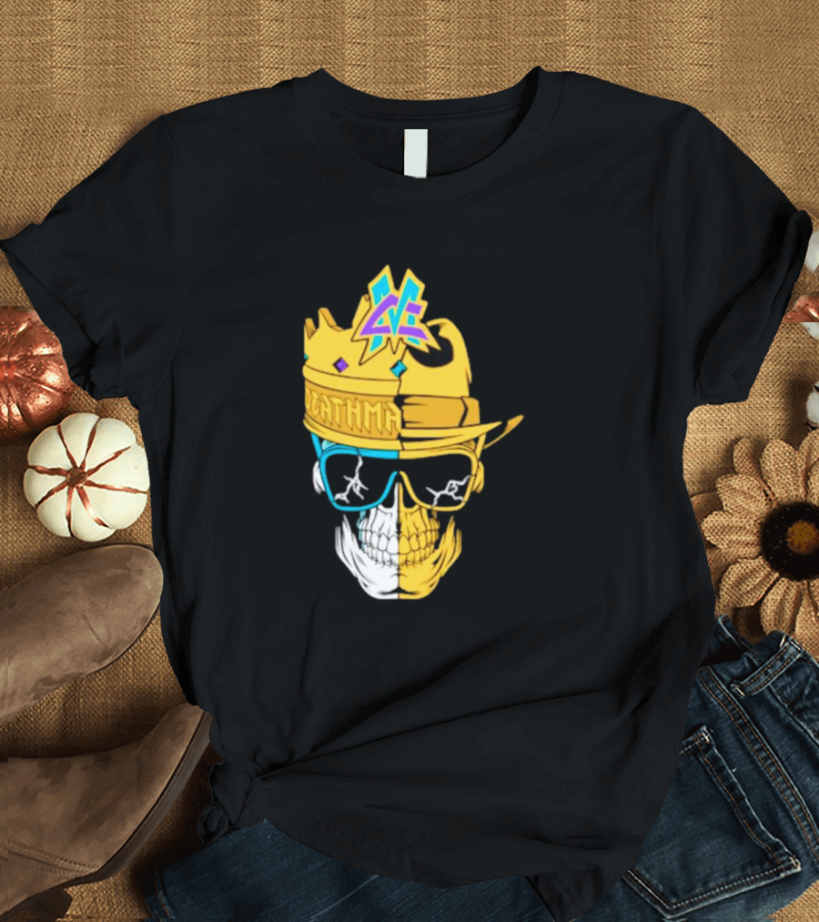Matt Cardona Deathmatch God Crowned Skull with Sunglasses and Crown Split T-Shirt