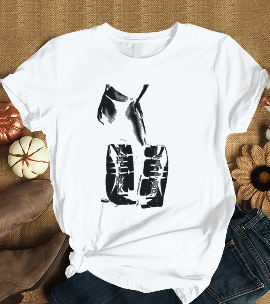 Tatemcrae Think Later Bold Legs Striking Pose in Monochrome T-Shirt
