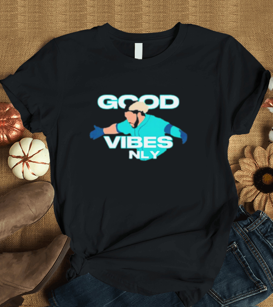 Geno Suarez Good Vibes Only Baseball-Themed T-Shirt