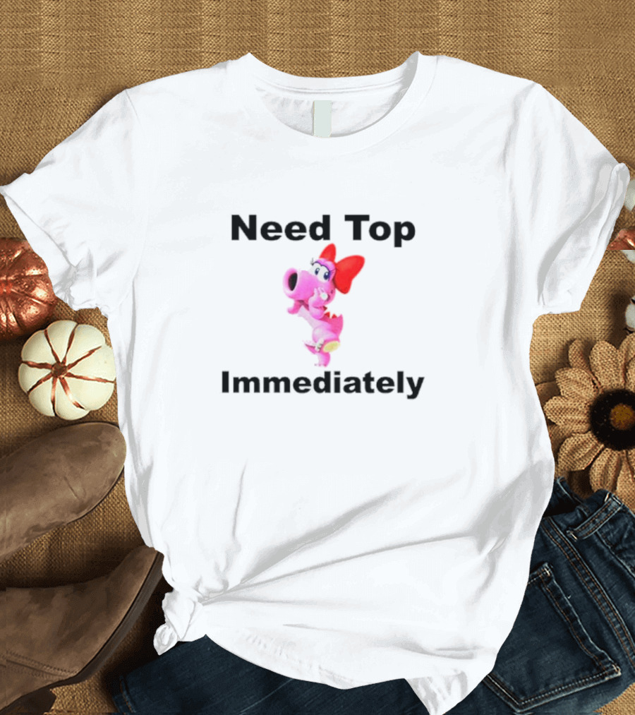 Need Top Immediately Birdo Character with Red Bow T-Shirt