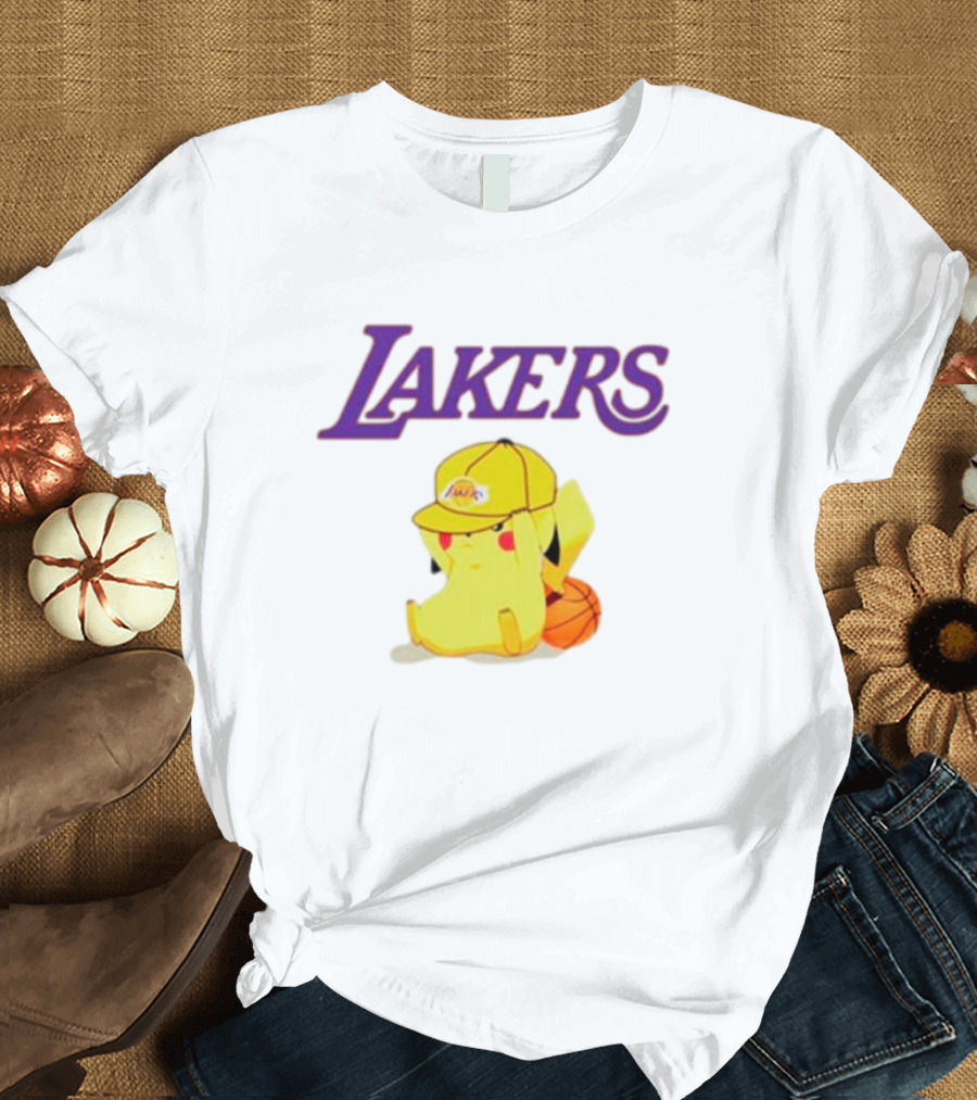 Lakers Pikachu Basketball Hat Combo T-Shirt