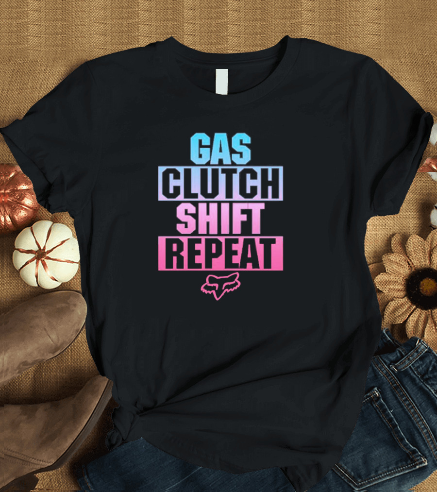 Gas Clutch Shift Repeat Fox Racing Logo T-Shirt