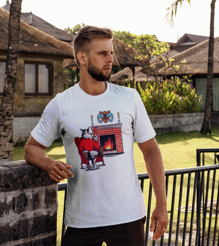 NC State Wolfpack Relaxing By Fireplace Victory Scene T-Shirt