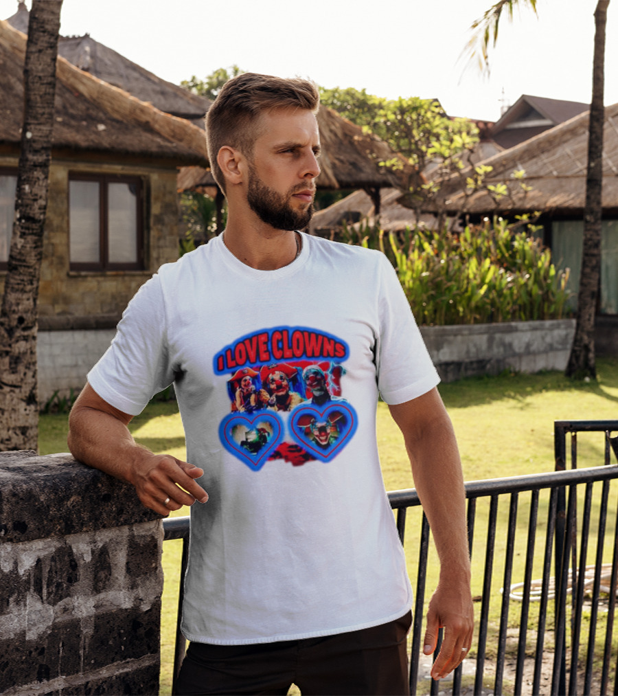 I Love Clowns Colorful Heart Faces T-Shirt