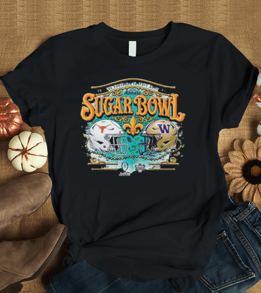 Washington Huskies vs. Texas Longhorns 2024 College Football Playoff Semifinal Allstate Sugar Bowl T-Shirt