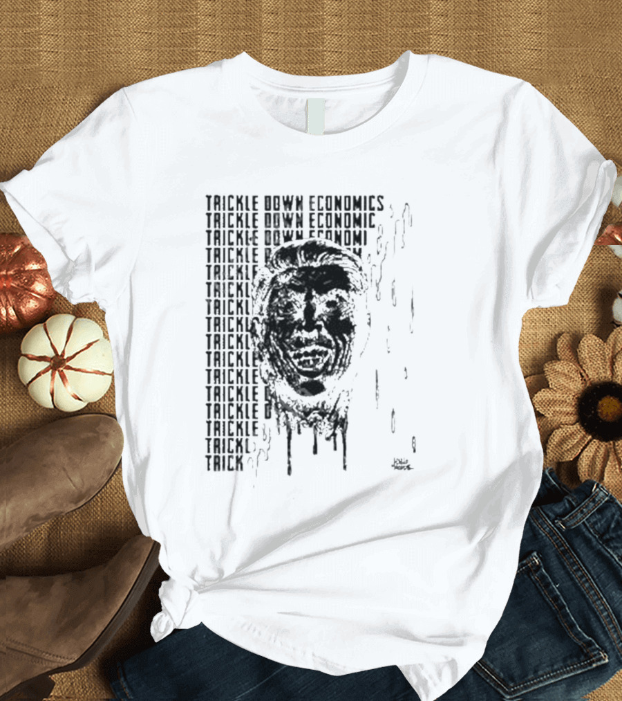 Punkwithacamera Trickle Down Economics Repeated Typography Dripping Face T-Shirt
