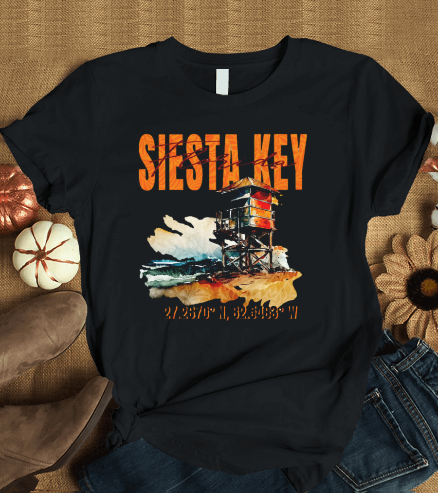 Siesta Key Florida Lifeguard Stand 27.2670° N, 82.5463° W T-Shirt