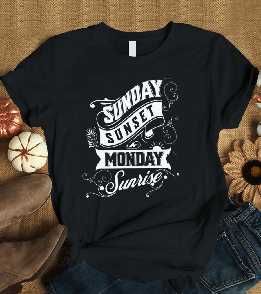 Sunday Sunset Monday Sunrise Vintage Filigree T-Shirt