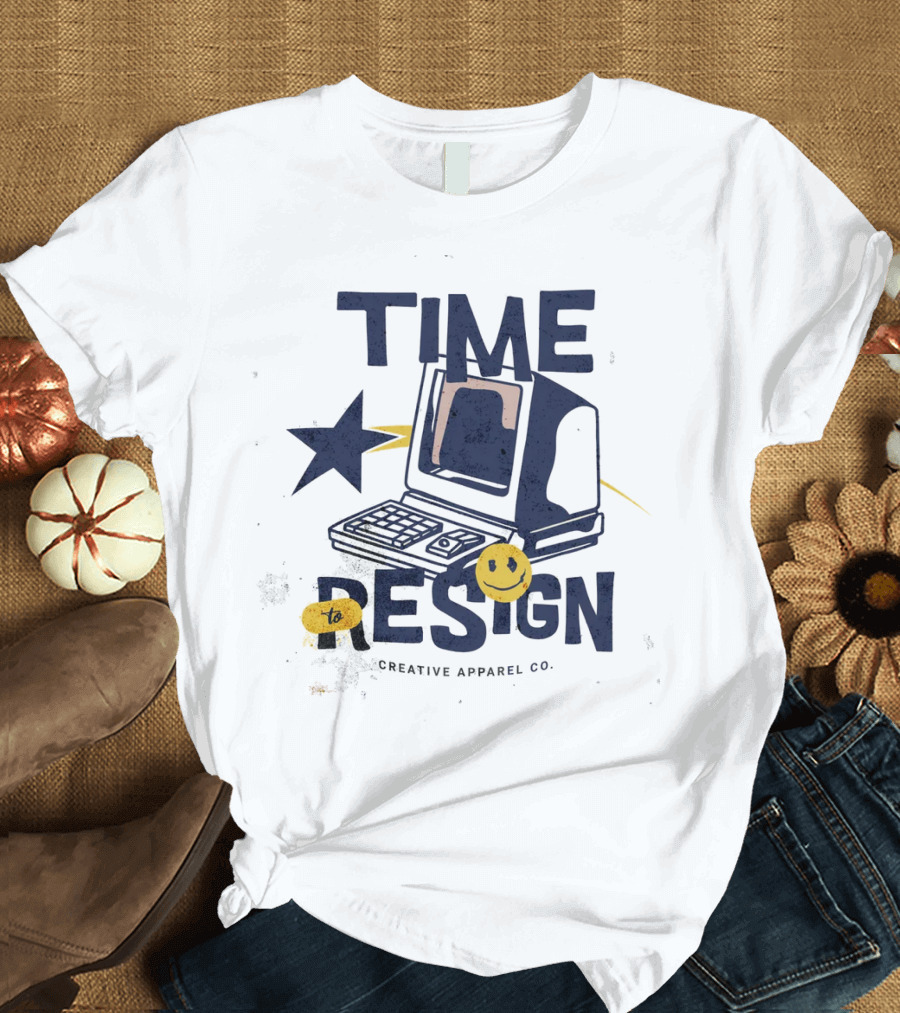 Time to Resign Vintage Computer Smiley Creative Apparel Co T-Shirt