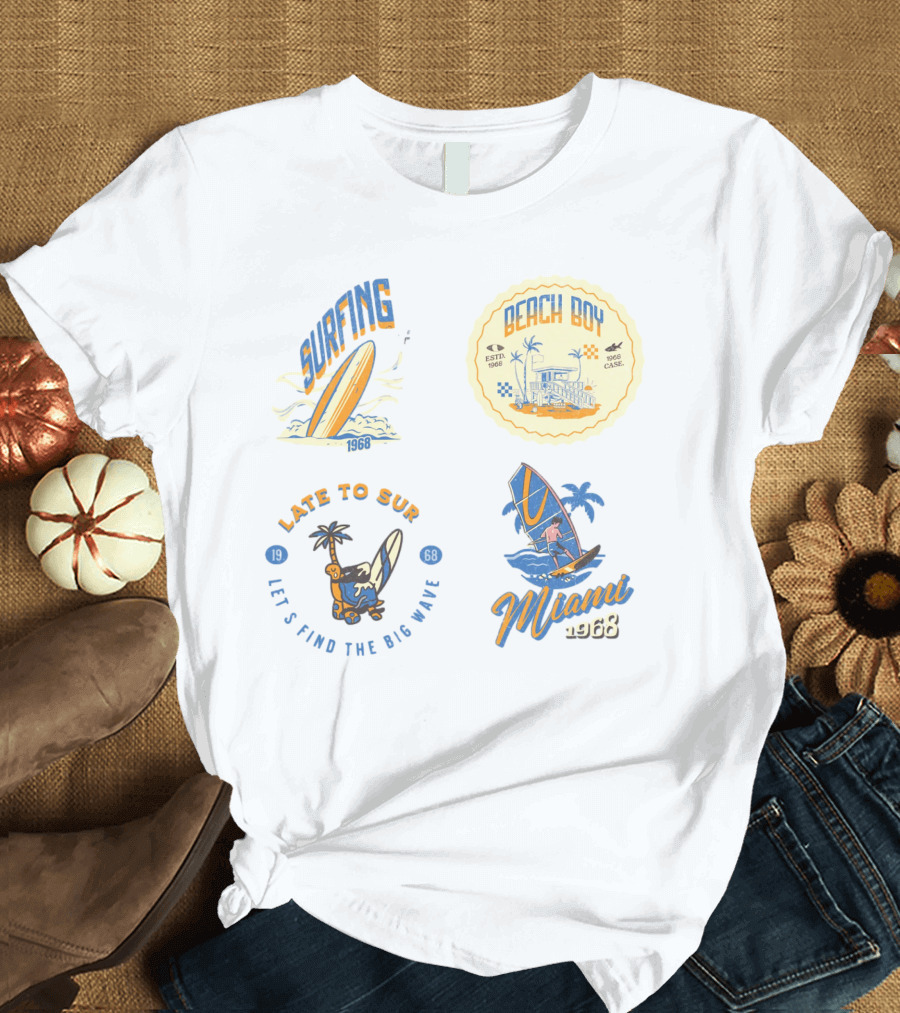 Surfing Beach Boy Miami 1968 Late to Surf Club T-Shirt