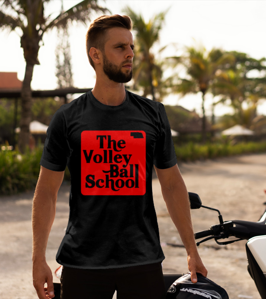 The Volleyball School Nebraska Red Square Text T-Shirt