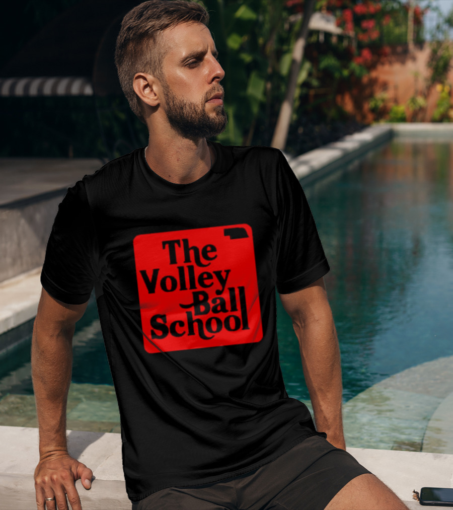 The Volleyball School Nebraska Red Square Text T-Shirt