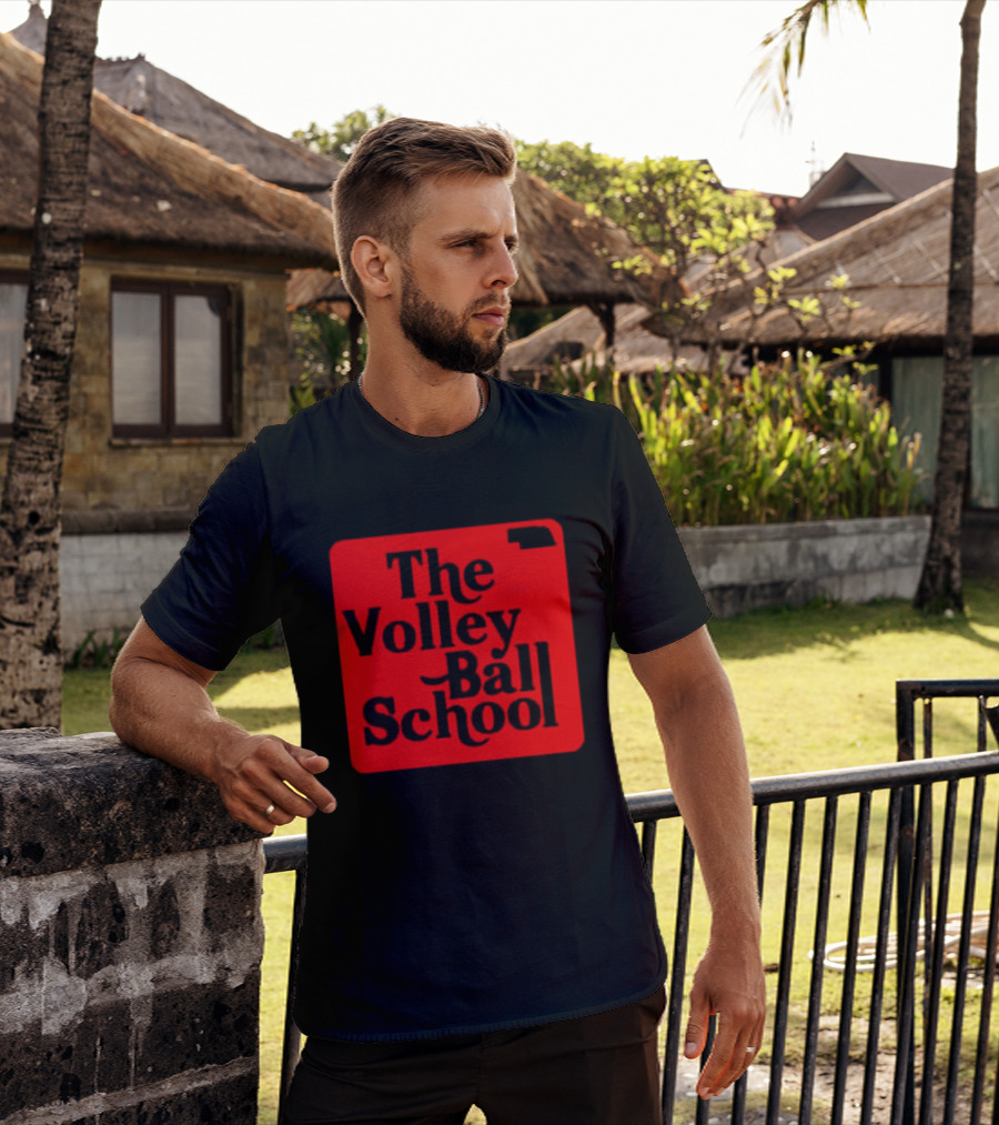 The Volleyball School Nebraska Red Square Text T-Shirt