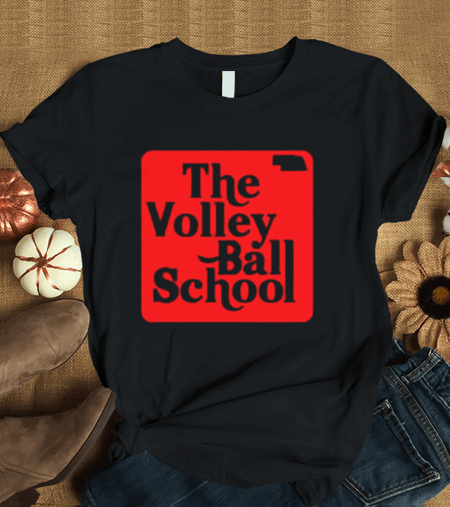 The Volleyball School Nebraska Red Square Text T-Shirt