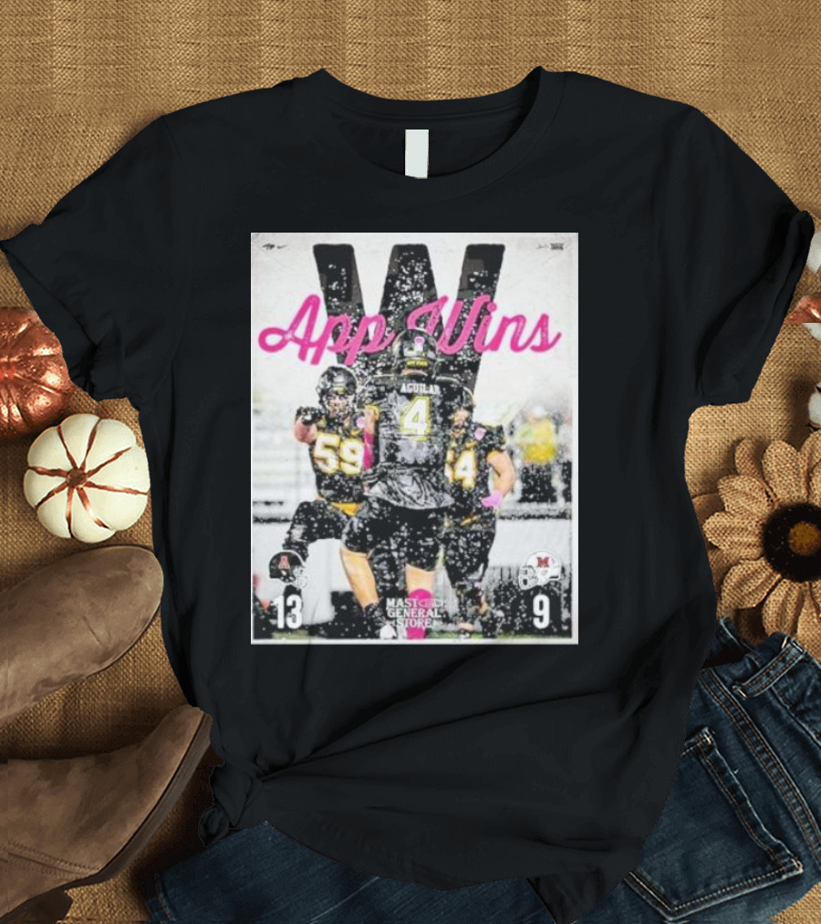 Appalachian State Mountaineers Football App Wins 13 9 Victory Celebration Football Players in Action T-Shirt