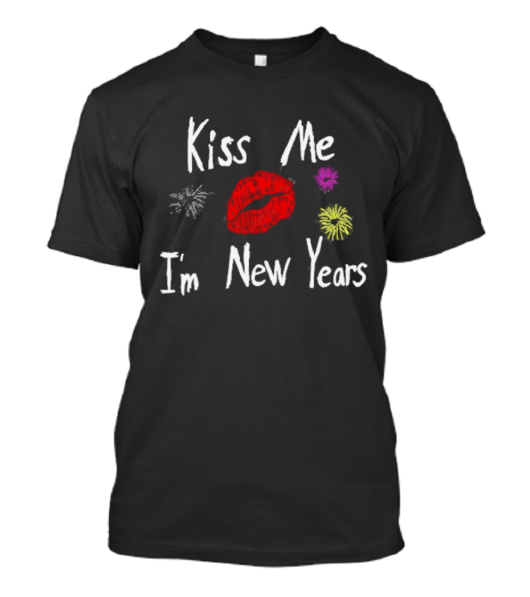 Kiss Me I'm New Years Fireworks And Red Lips T-Shirt